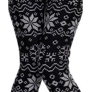 Printed Brushed Leggings- Nighttime Snow Fall